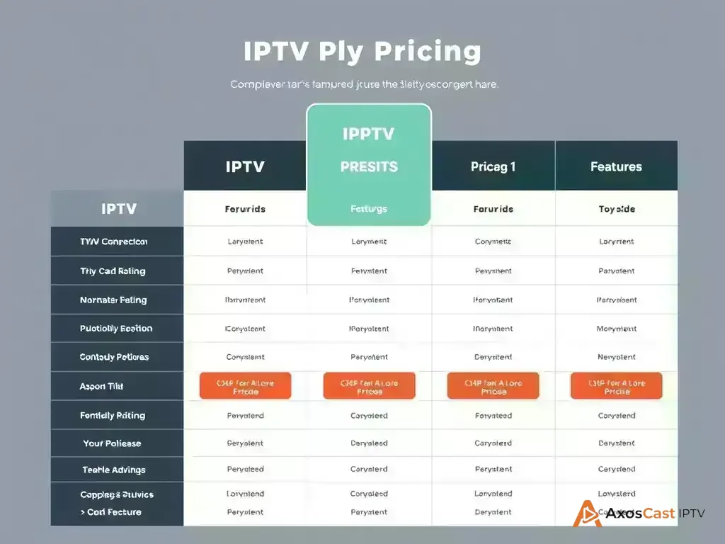 Comparison chart of AxosCast IPTV pricing plans