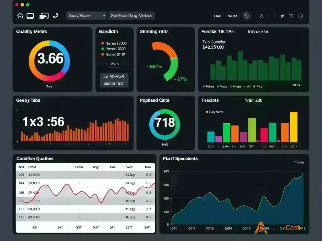 Dashboard showing streaming quality metrics and performance