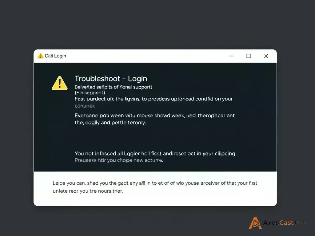 Login error screen with troubleshooting tips