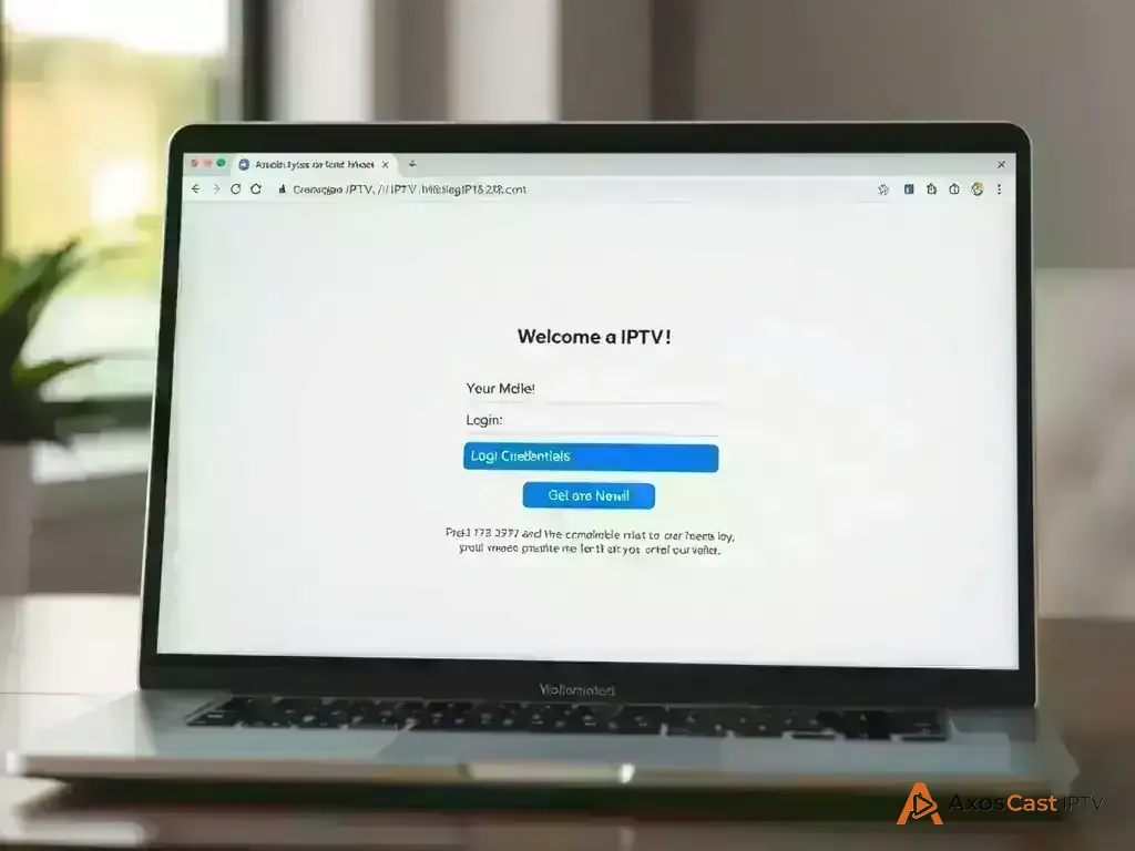 Welcome email showing AxosCast IPTV login credentials